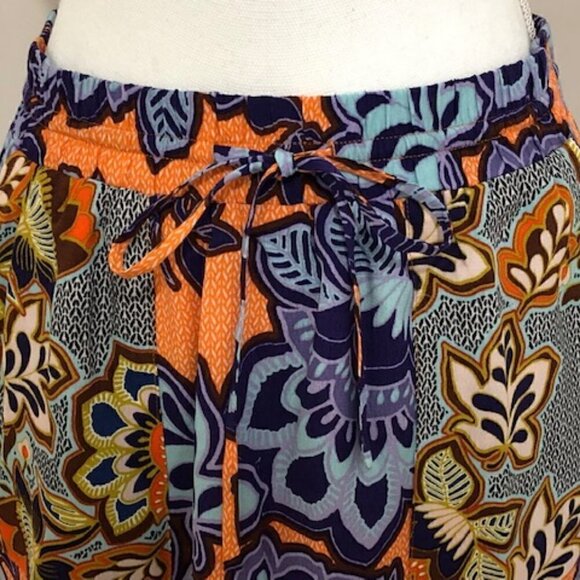 ANN Taylor Loft Tropical Floral A-Line Skirt w/ Drawstring Waist - Picture 2 of 6